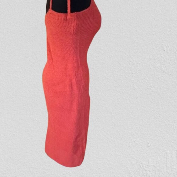 Red Midi Shoulder Tie Sweater Dress - Picture 9 of 15